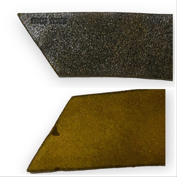 Miu Miu Brown Belt, Distressed Leather, Wide, Large Buckle, Size 95/38 - Picture 10 of 11